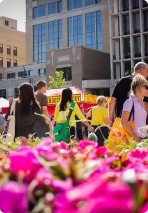 Attendees of Madison farmers market.