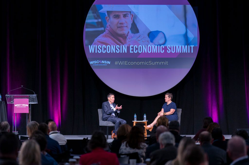Sec. Missy Hughes and Jeff Yabuki at the Wisconsin Economic Summit.