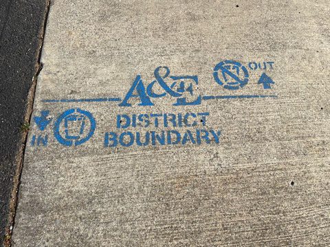 Boundaries painted on sidewalk