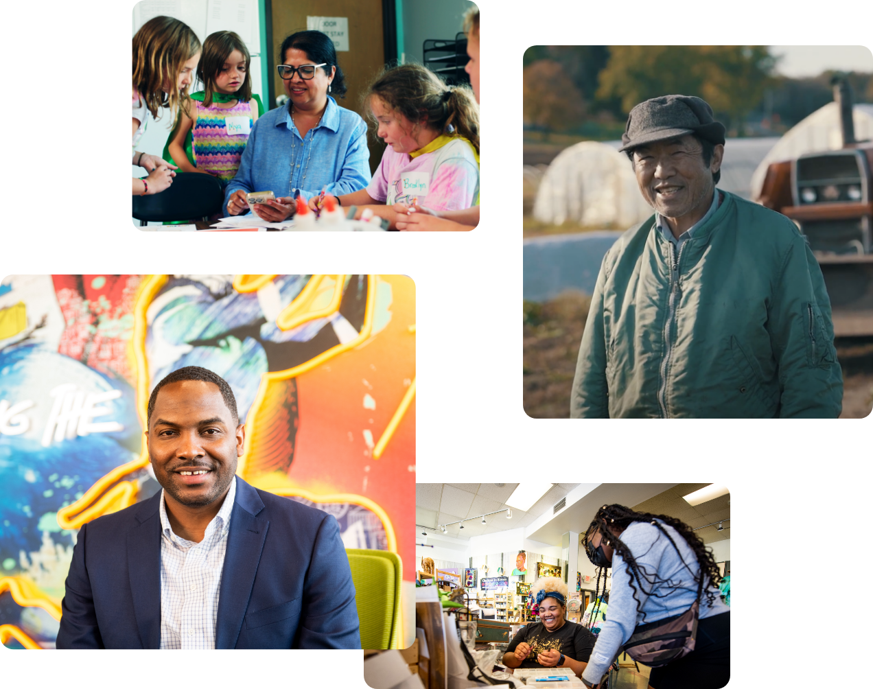 Collage of diverse business owners in Wisconsin.