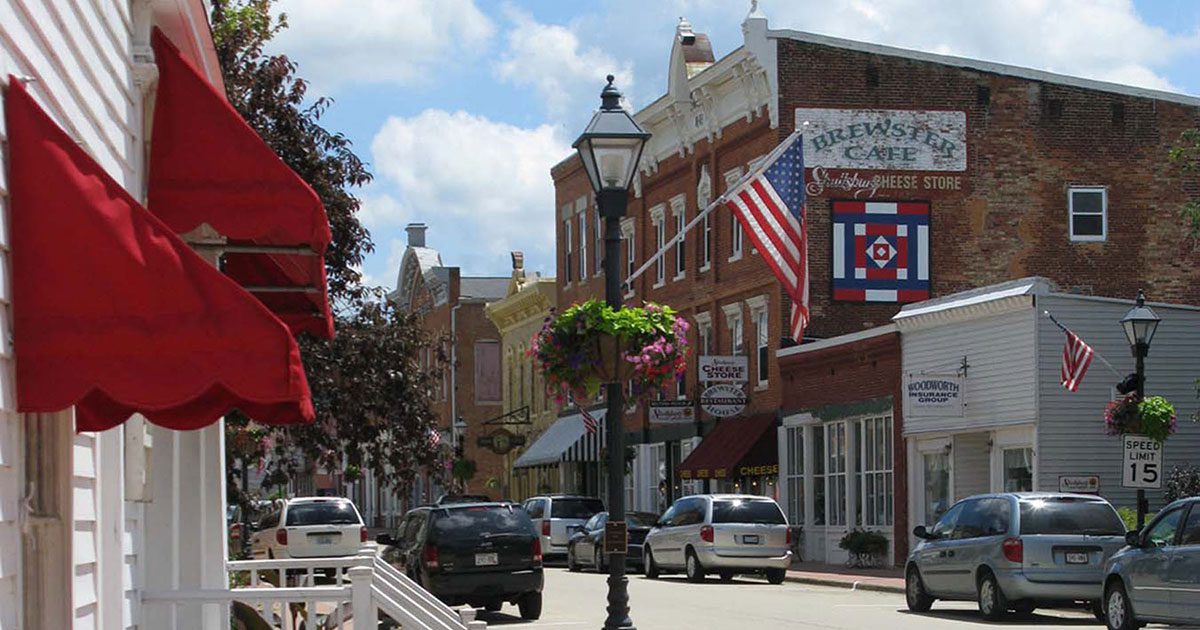 The downtown historic district in Shullsburg bustles with activity.