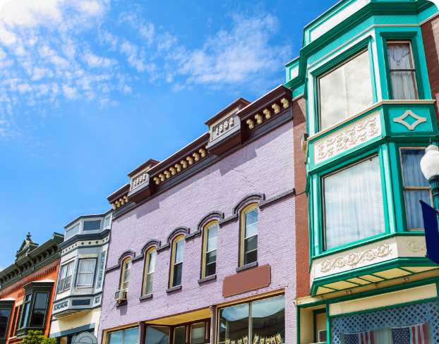  A colorful row of buildings 