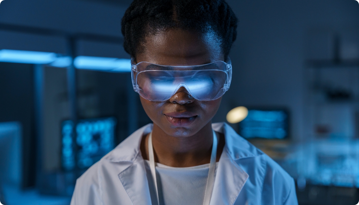 Scientist wearing goggles.