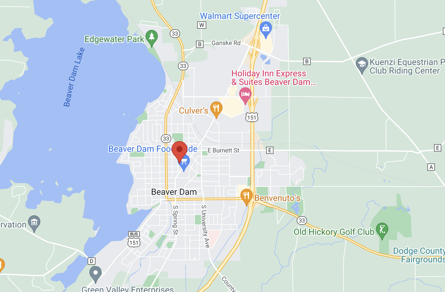 Aerial map of site in proximity to other attractions in town