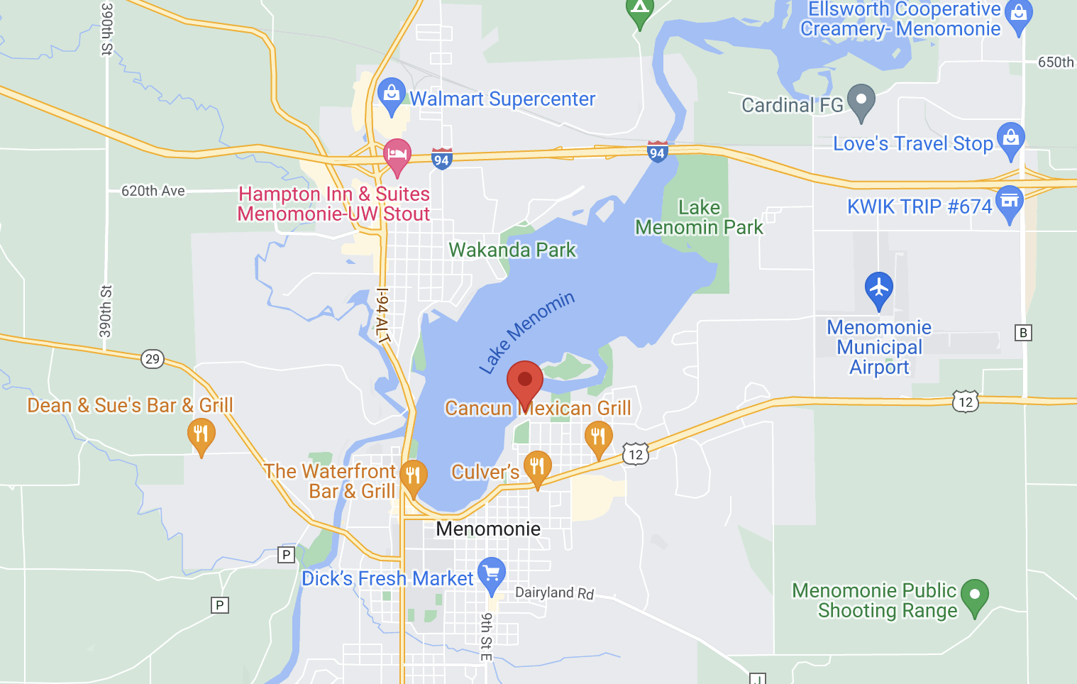 Map of Menomonie, WI.