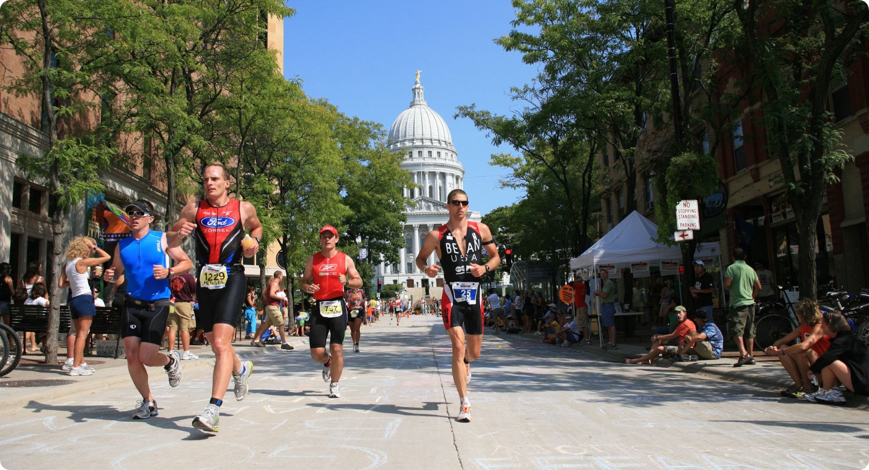 Runners compete in a race in Madison, WI.