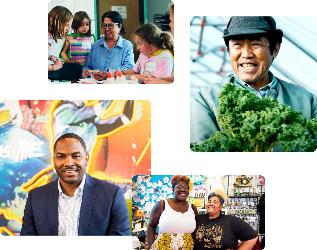 Collage image representing different small business owners across Wisconsin