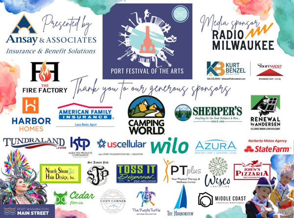 An image containing logos from partners of The Port Festival of the Arts