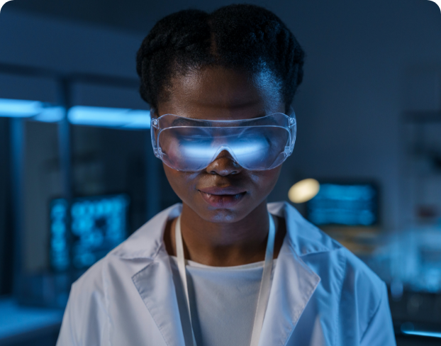 A scientist working in her lab.