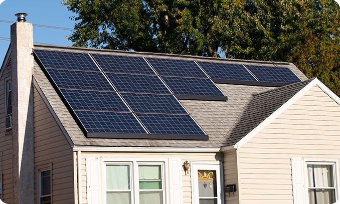 Image of solar panels installed on house