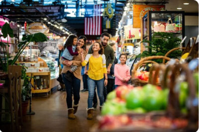Image of a family shopping at the Milwaukee Public Market