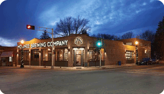 Photo of Mosinee Brewing Company at sunset.