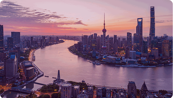 Image of riverfront in large Chinese city