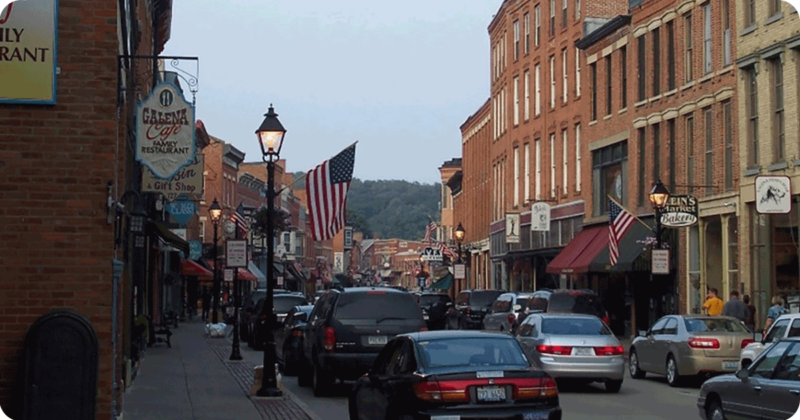 Image of downtown streets in Galena, IL