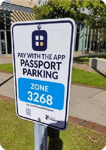 Image of sign explaining how to pay for parking with an app