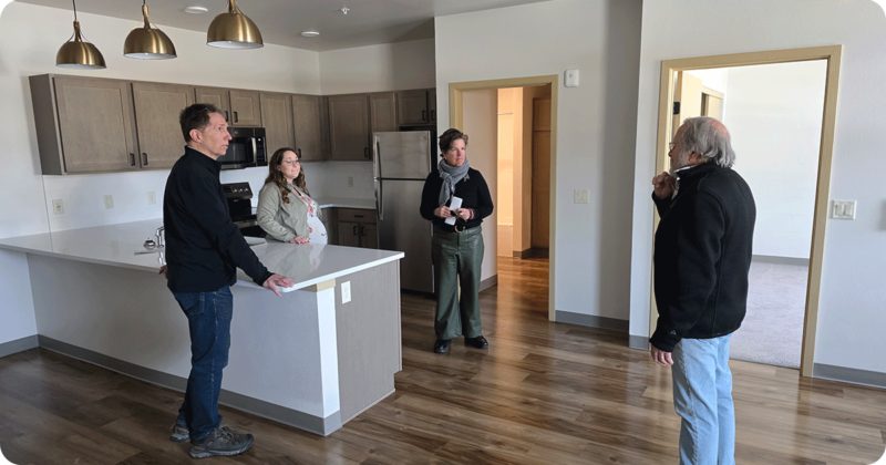 Sec. Missy Hughes visits new apartments in Ladysmith.