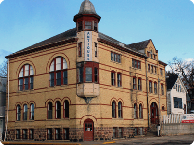 The historic Danes Hall before the renovation and new gathering space.