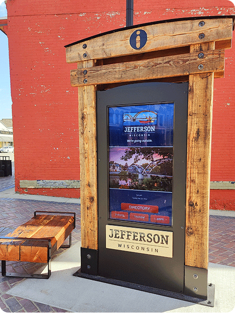Digital kiosk display in Jefferson, WI.