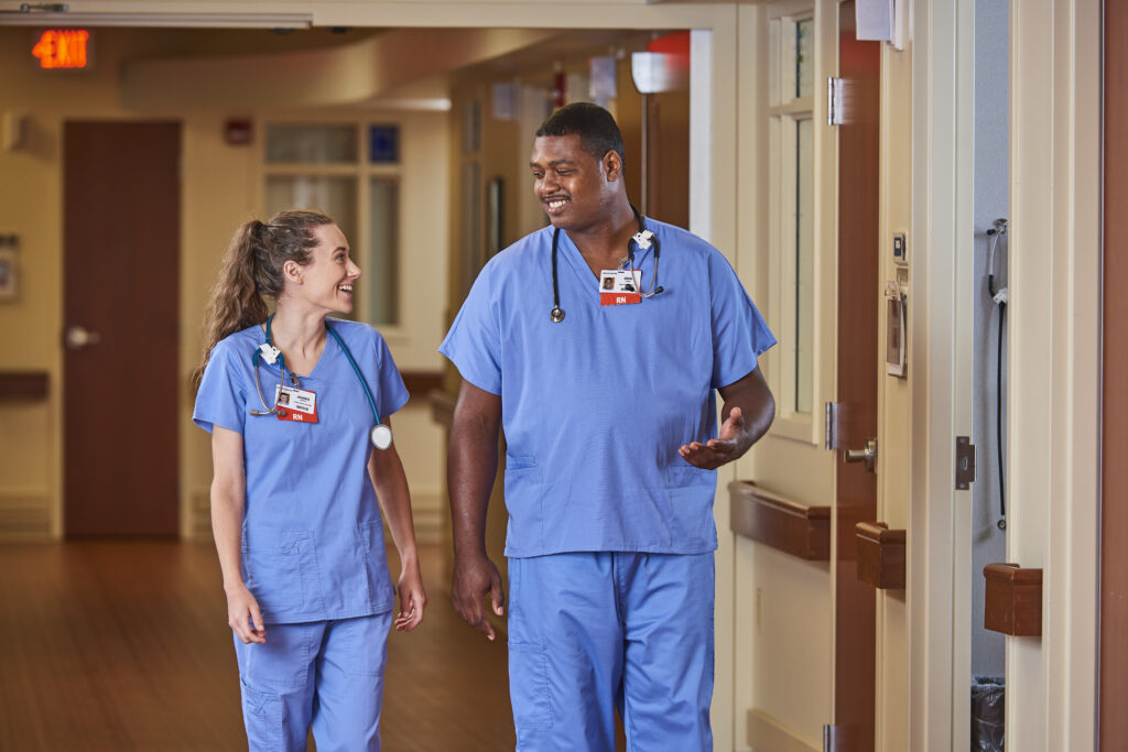 Two nurses at a hospital.