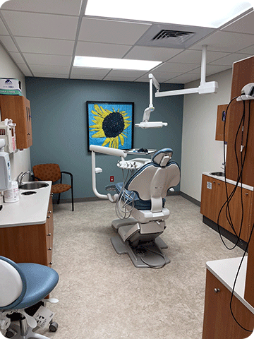 New dental exam room at clinic.