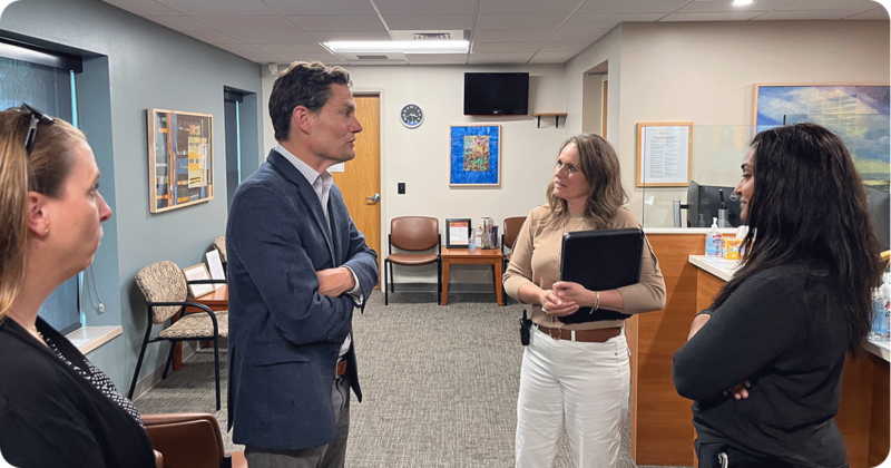Sam Rikkers visits Dodgeville dental clinic.