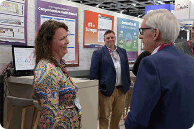 Governor Evers talks with representative of Epic Systems.