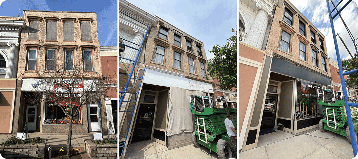 Time lapse of change to façade at Link's Martial Arts