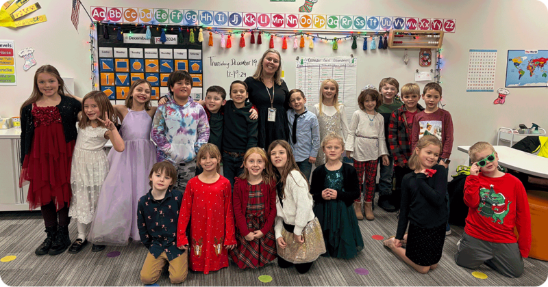 Educator, Eliza Gullickson and her class.