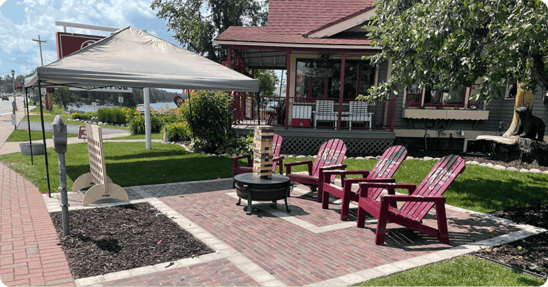 Placemaking: an outdoor seating area with a firepit