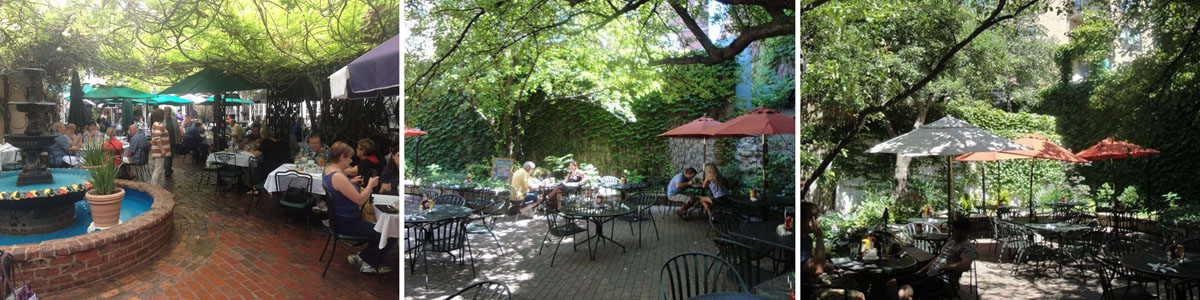 Image displays three options for courtyard seating.