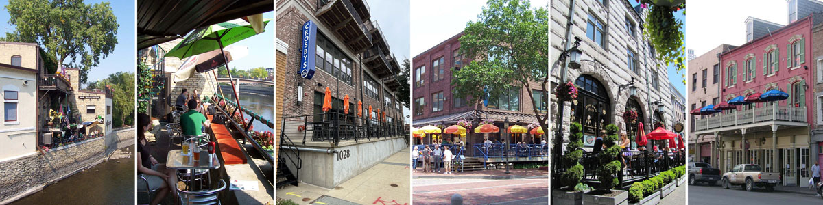 Image shows several options for using balconies and porches for seating when space is limited.
