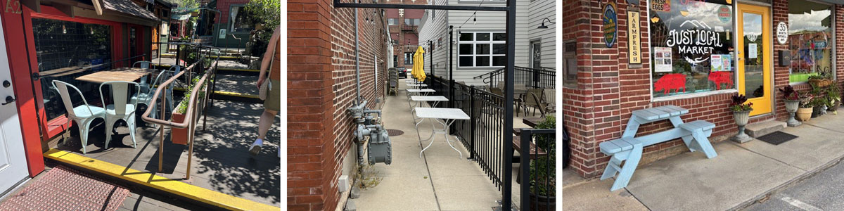 This images shows how some restaurants have introduced seating into small spaces.