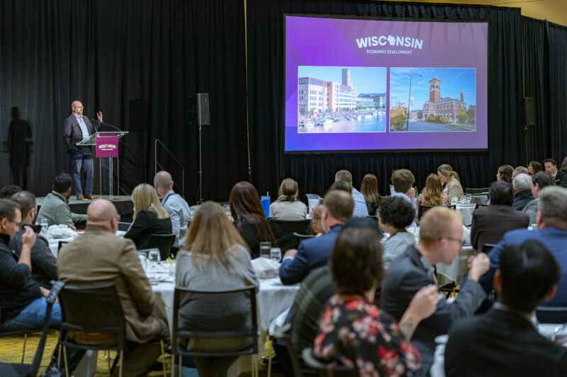 Green Bay Mayor Eric Genrich speaks at the 2025 Wisconsin Economic Summit.