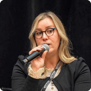 Sabrina Zerhouni, Human Resources and Community Engagement Leader at JBS Foods Green Bay, speaking on the panel. 