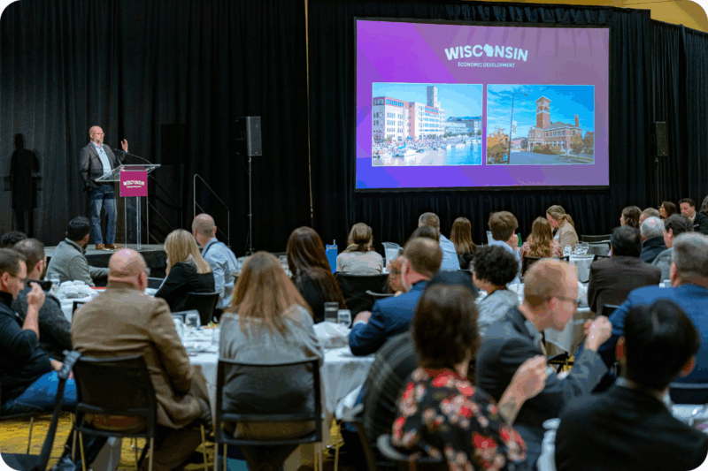 Green Bay Mayor Eric Genrich speaks at the 2025 Wisconsin Economic Summit