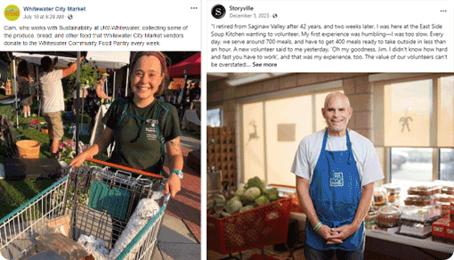 Two social posts that illustrate how to shape the narrative for your readers.