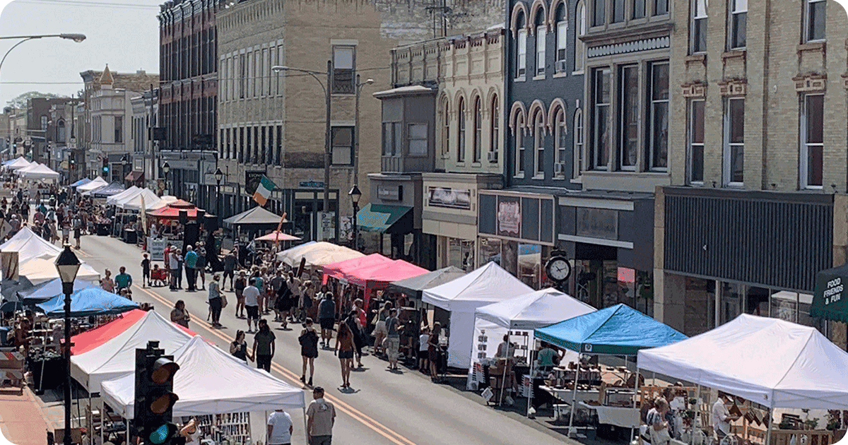 Image of a street festival in downtown Watertown Wisconsin