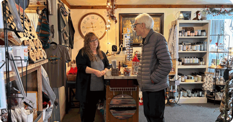 Governor Evers out shopping at Impulsive Necessities At Whimsies in Mercer, WI on Shop Small Saturday.
