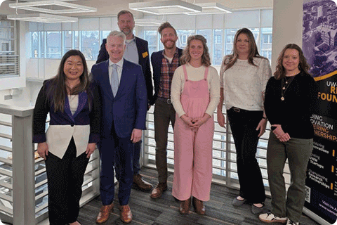 John W. Milller and Shayna Hetzel meet with representatives of the Center for Technology Commercialization’s Founder Factory.