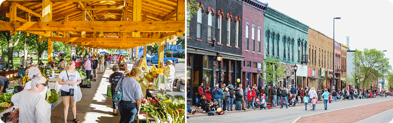 Image collage of people gathering in Menomonie and Eau Claire. 