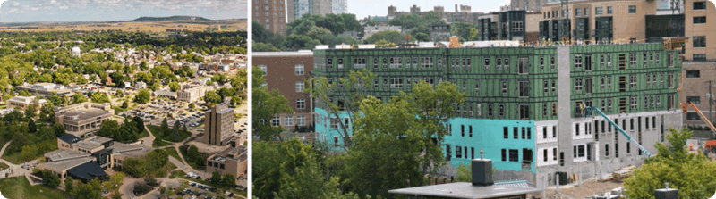 Construction sites of Platteville and Milwaukee.