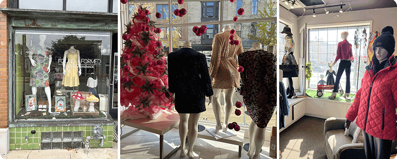 Display examples using mannequins.