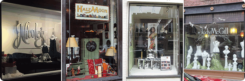 Examples of display windows using good visual balance.