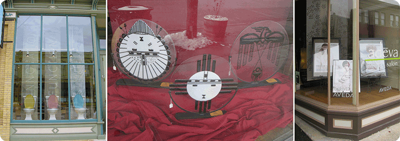 Examples of window displays using the groups of 3 or 5 items together.