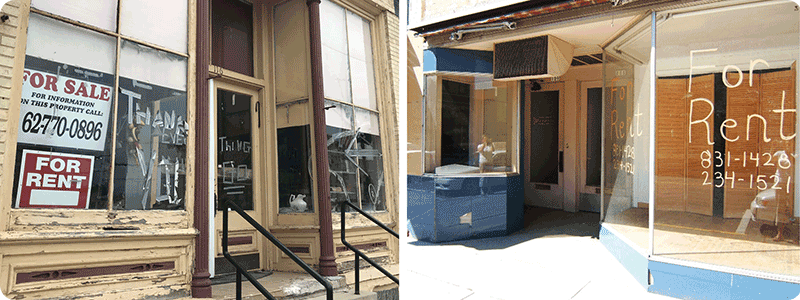 Vacant storefronts