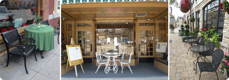 Examples of outdoor seating areas.