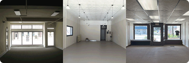 Examples of generic white box improvements to retail spaces.