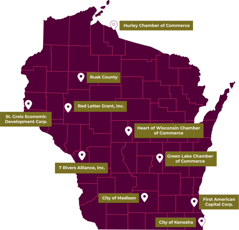 2026 Small Business Development Grant recipient map.