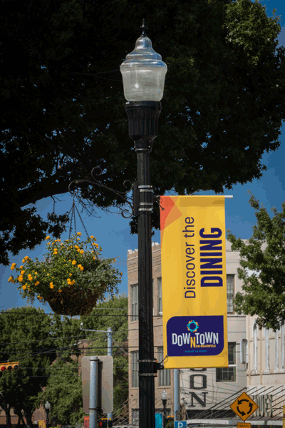 Downtown New Braunfels light post signage.