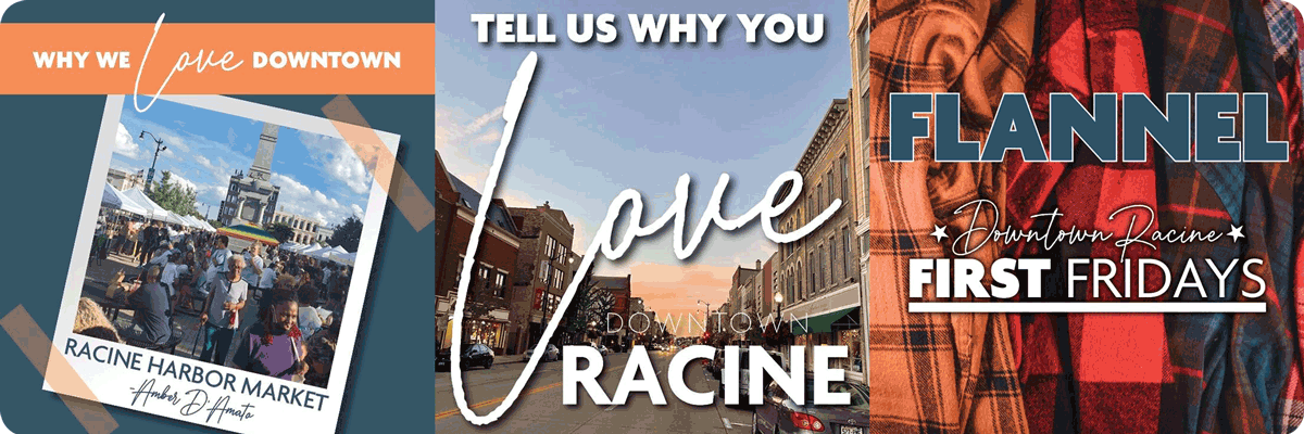 Three images from Racine's Love campaign.